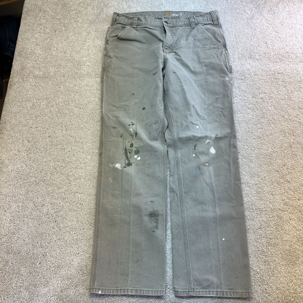 Carhartt Work Pants 36x32 Carpenter Relaxed Fit Paint Splattered Y2K Workwear